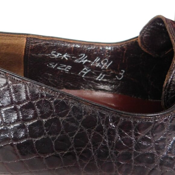 Vtg Alligator Leather Loafer Slip On Dress Shoes Size 11 A Johnson Murphy - Picture 8 of 12